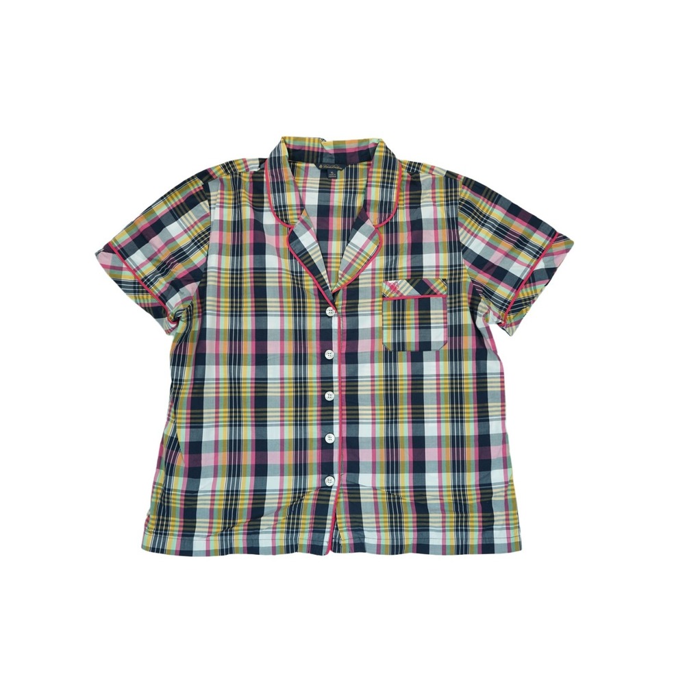 Brooks Brothers Women's Pajama Shirt Size XL, Plaid‎ Print, 100% Cotton, EUC